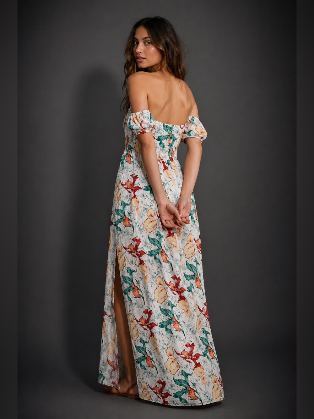 Function & Fringe Edit | PrettyLittleThing Floral Off-Shoulder Maxi Dress - Picture 2 of 3